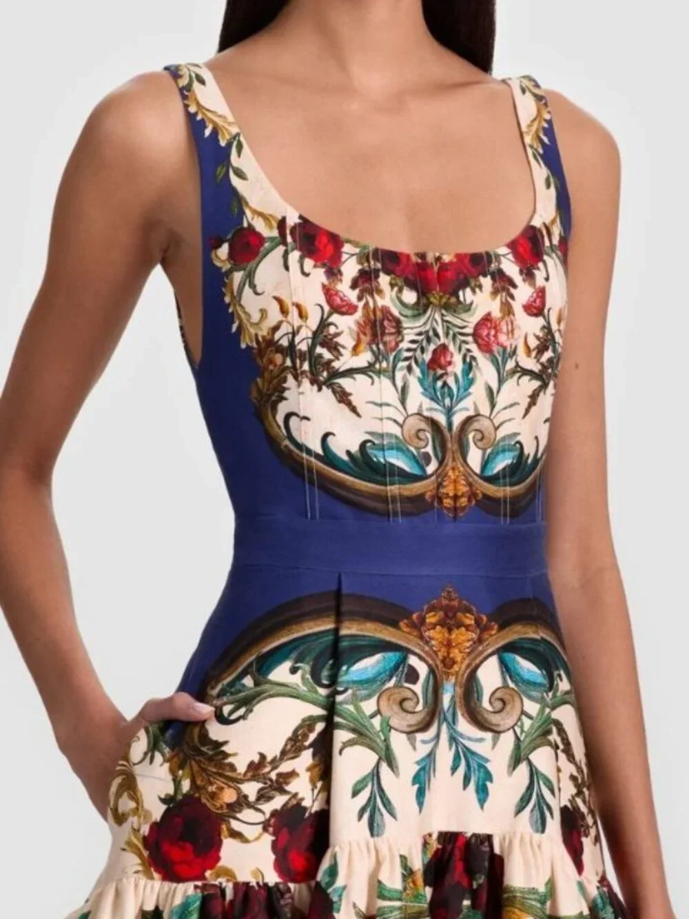 Alice + Olivia Diana Gilded Rose Structured Midi Dress 14 NWT $660 - Picture 2 of 11